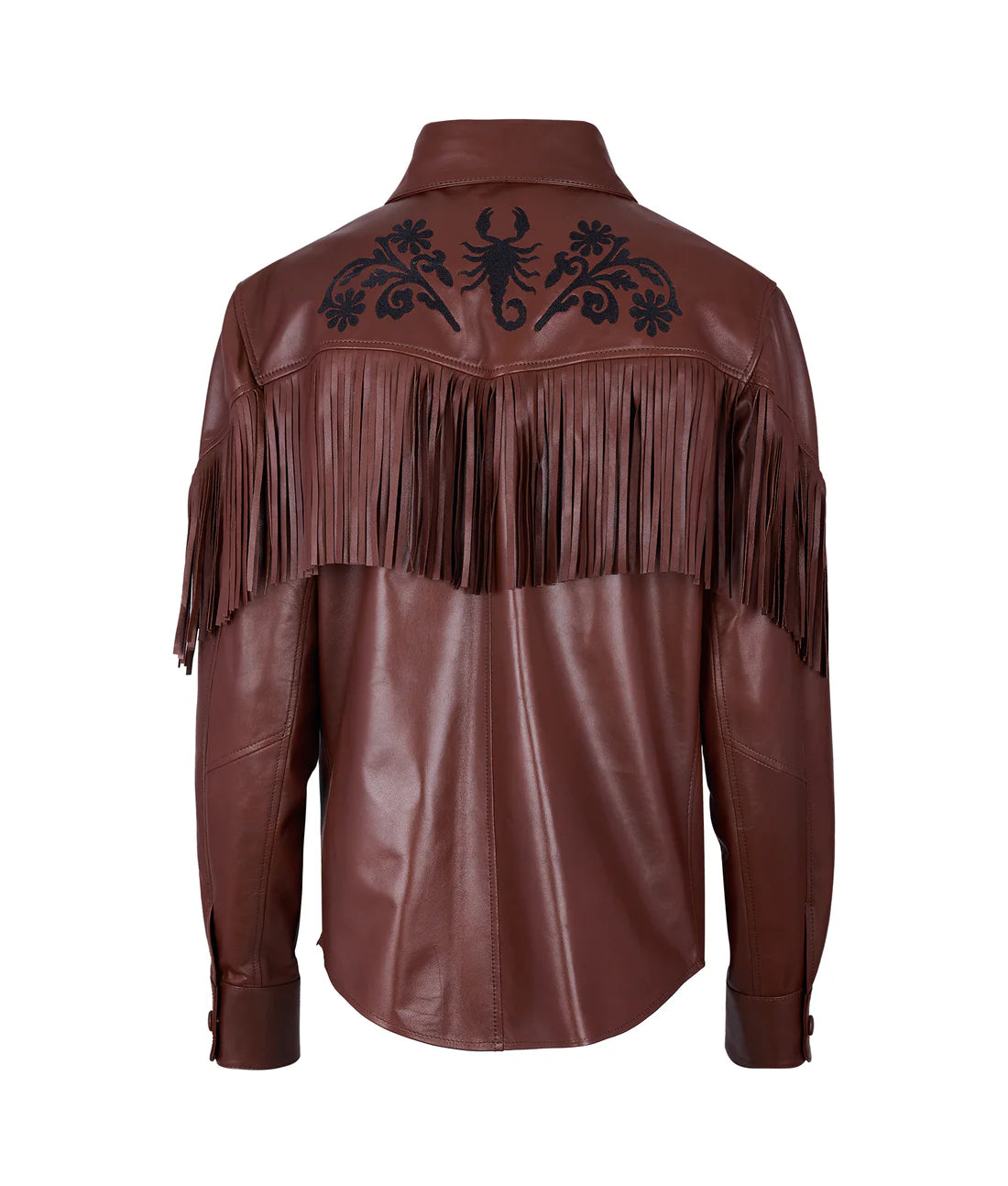 Alacran chocolate fringed shirt
