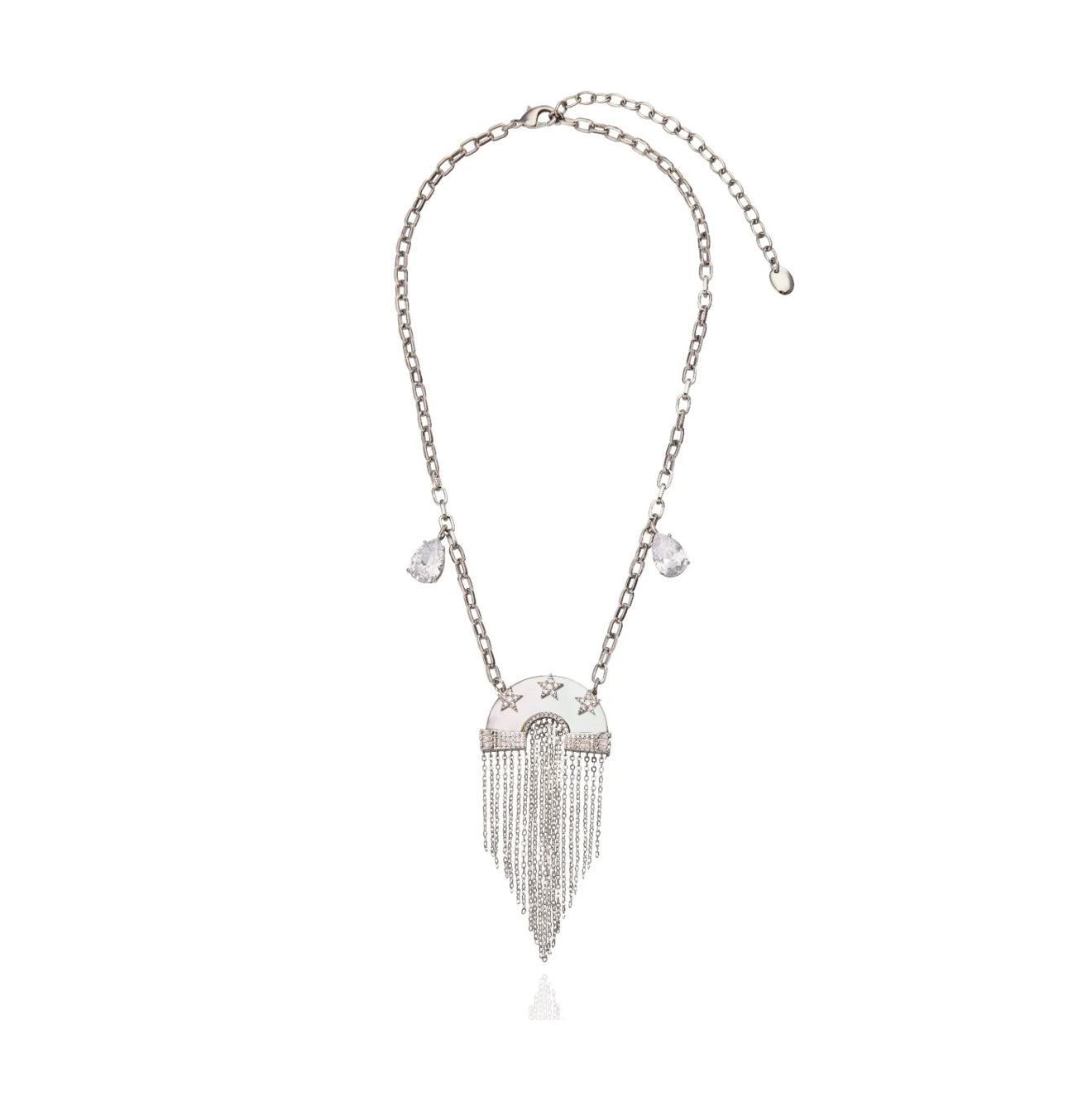 Miranda Fringe Necklace with Mob Silver
