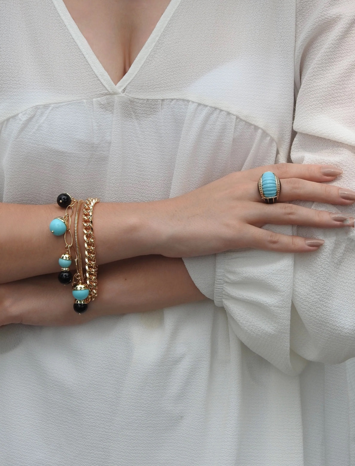 San Marcos Stone Turquoise Charm Bracelet