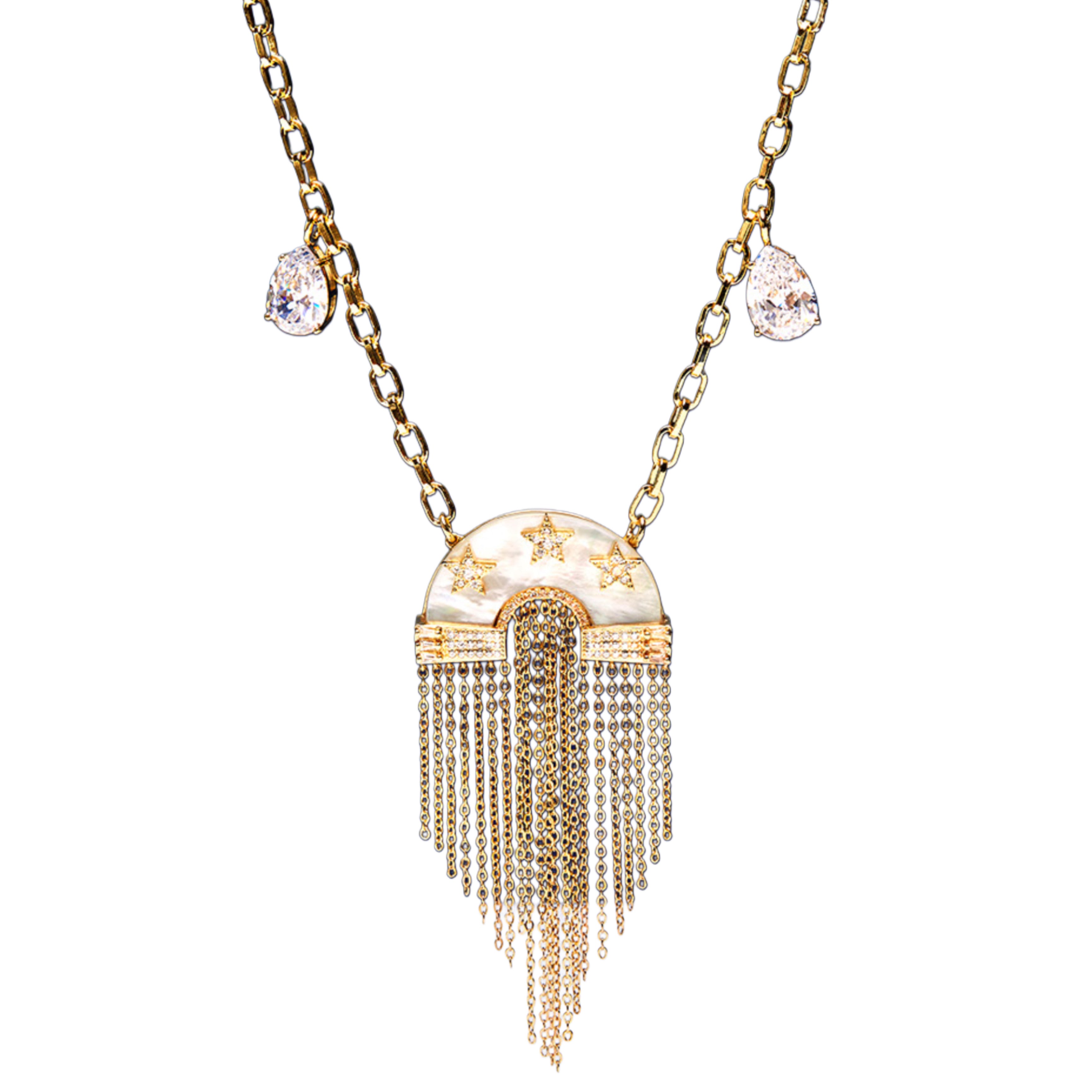 Miranda Fringe Necklace Mother Pearl / Gold