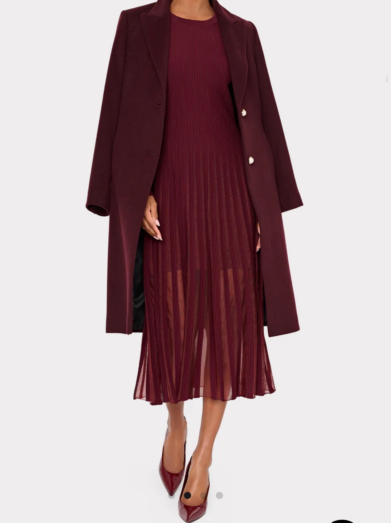 Single Breasted Wool Coat With Pearl Buttons