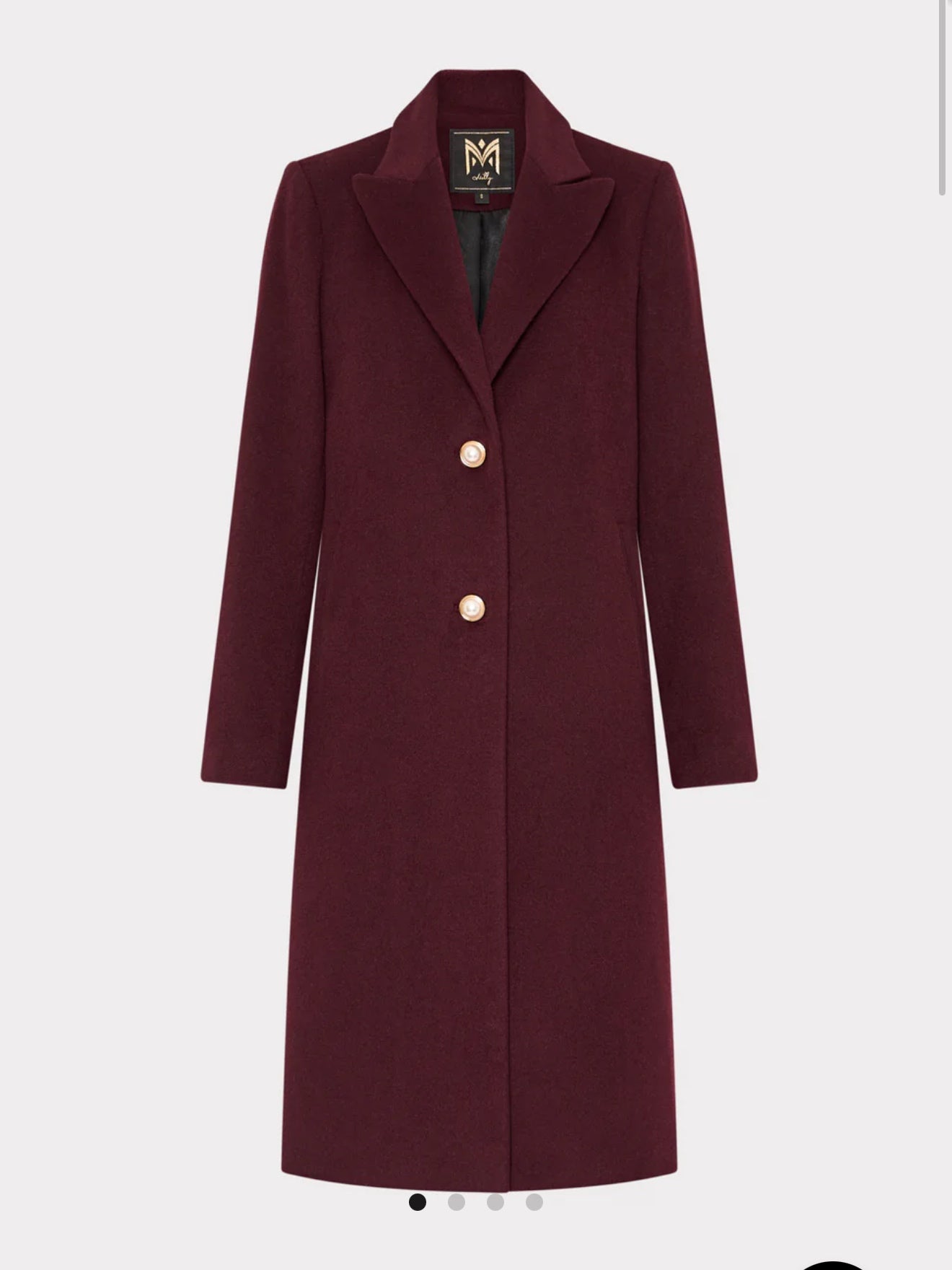 Single Breasted Wool Coat With Pearl Buttons