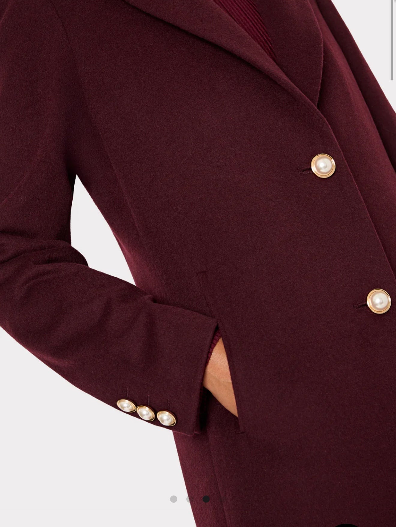Single Breasted Wool Coat With Pearl Buttons