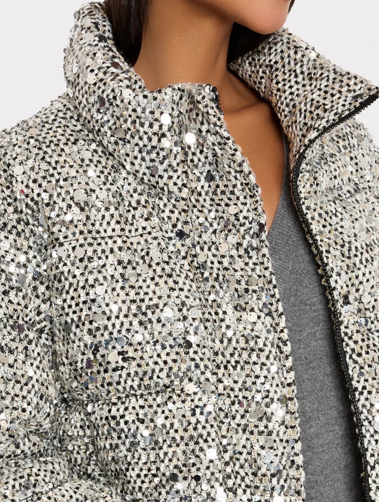 Hayes Sequin Tweed Puffer