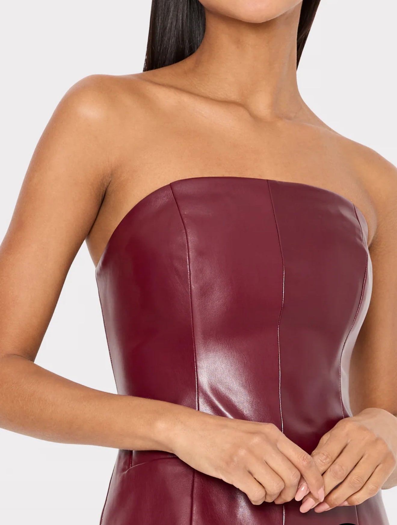 Vegan Leather Strapless Top