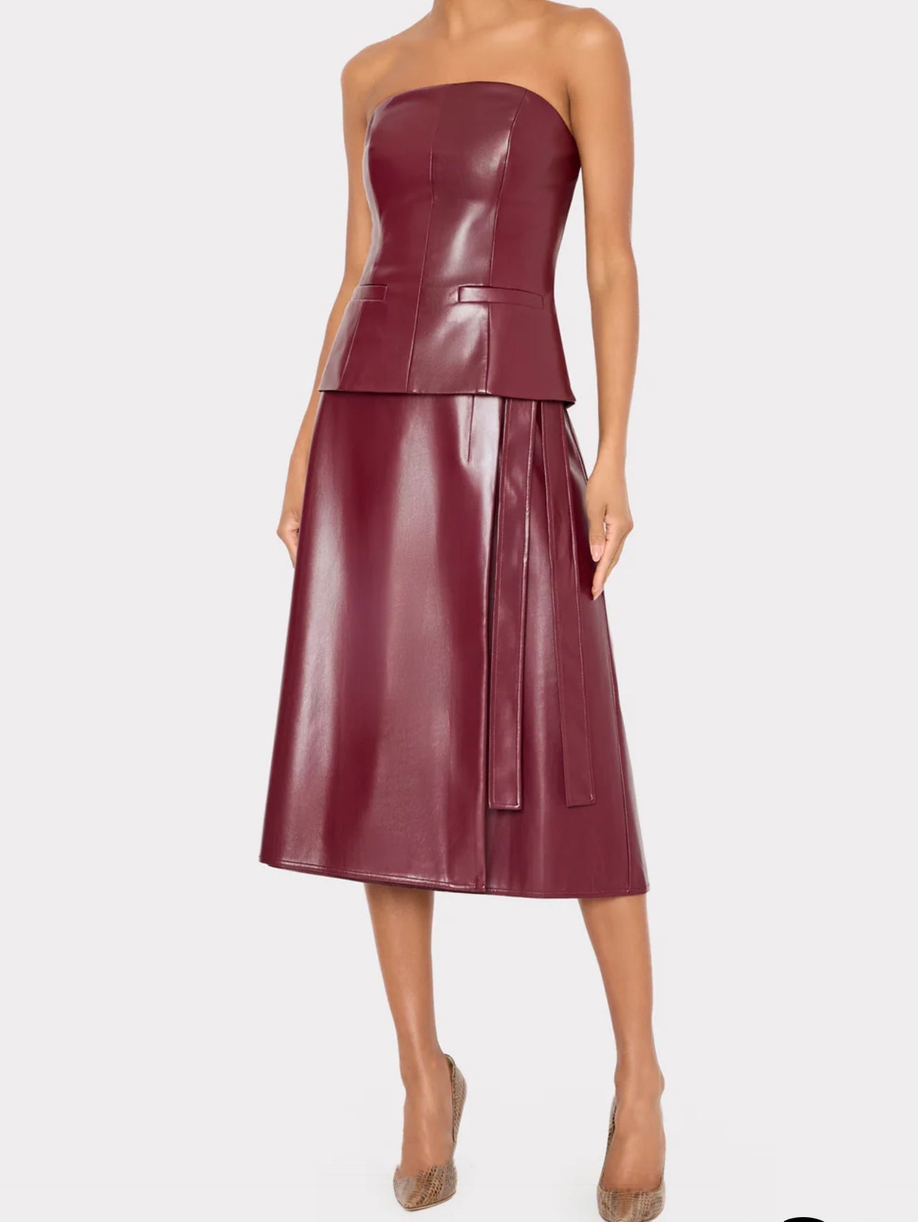 Vegan Leather Bow Maxi Skirt