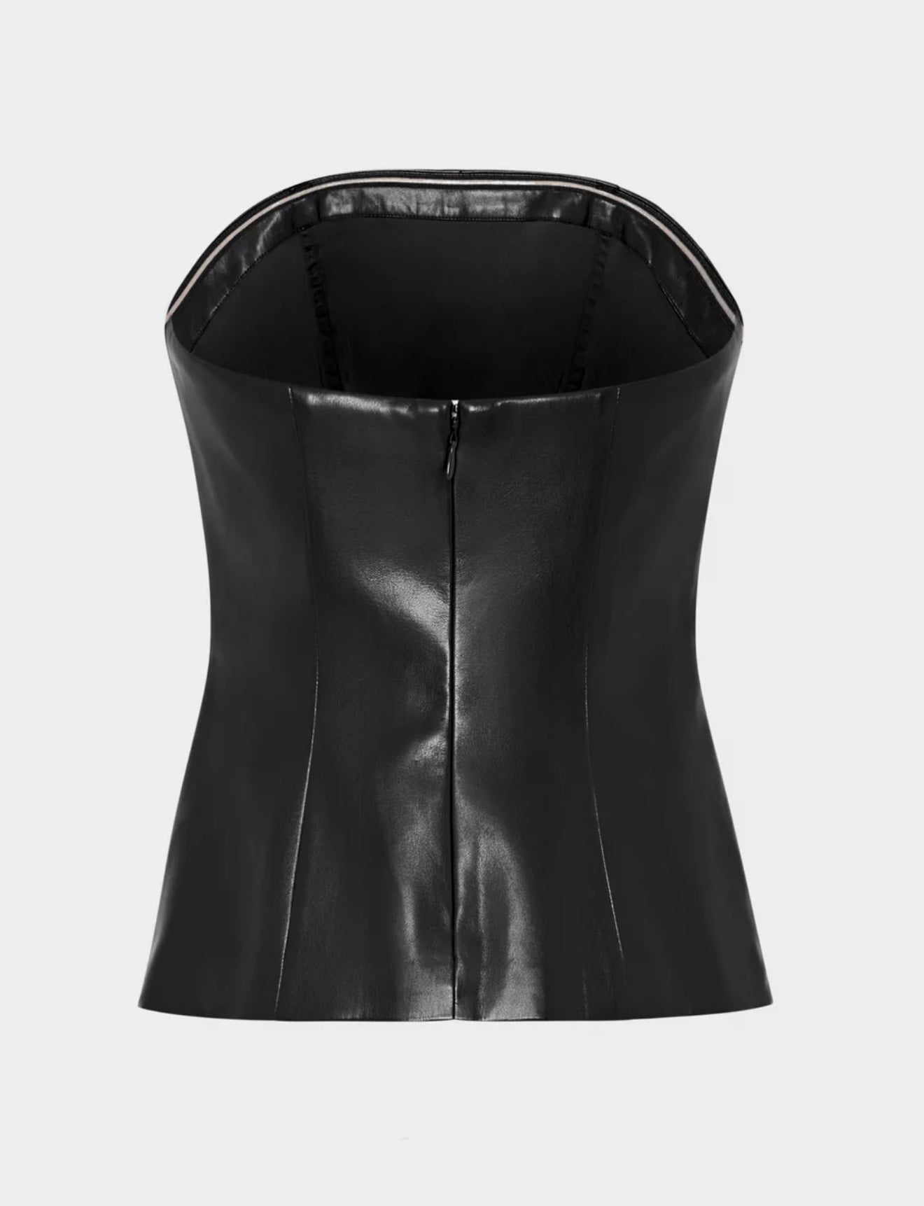 Vegan Leather Strapless Top Black