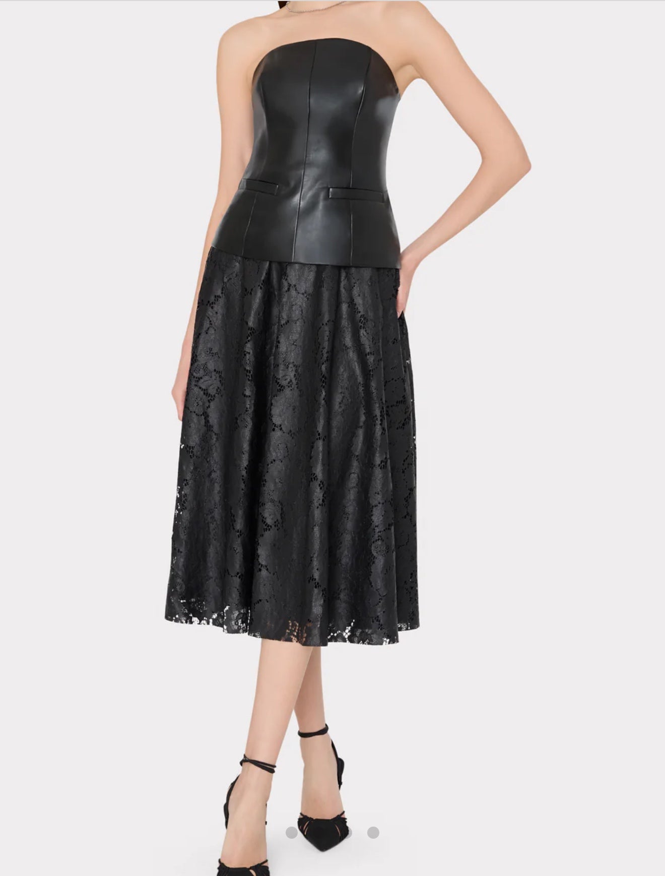 Vegan Leather Strapless Top Black
