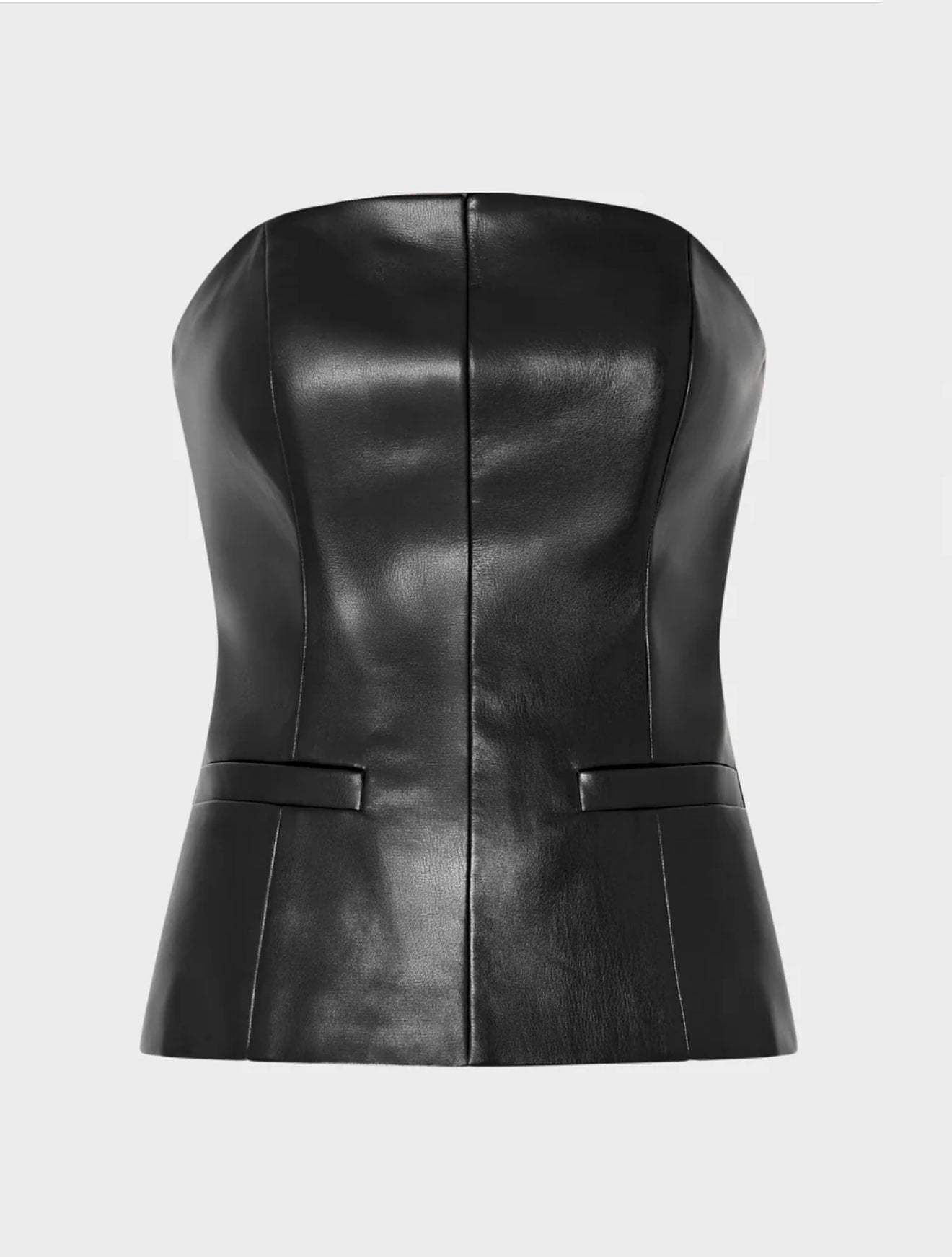 Vegan Leather Strapless Top Black