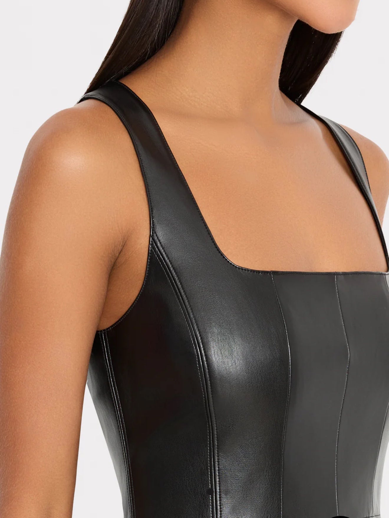 Vegan Leather Mini Dress Black
