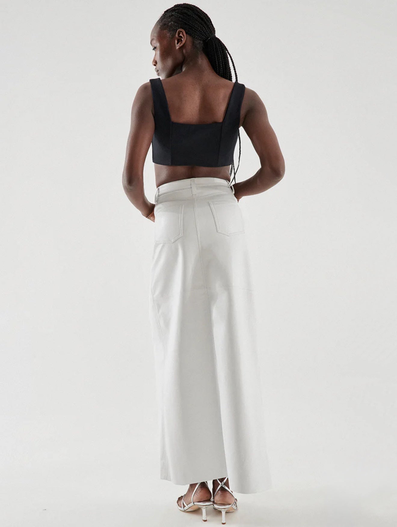 Imogen Recycled Leather Skirt White