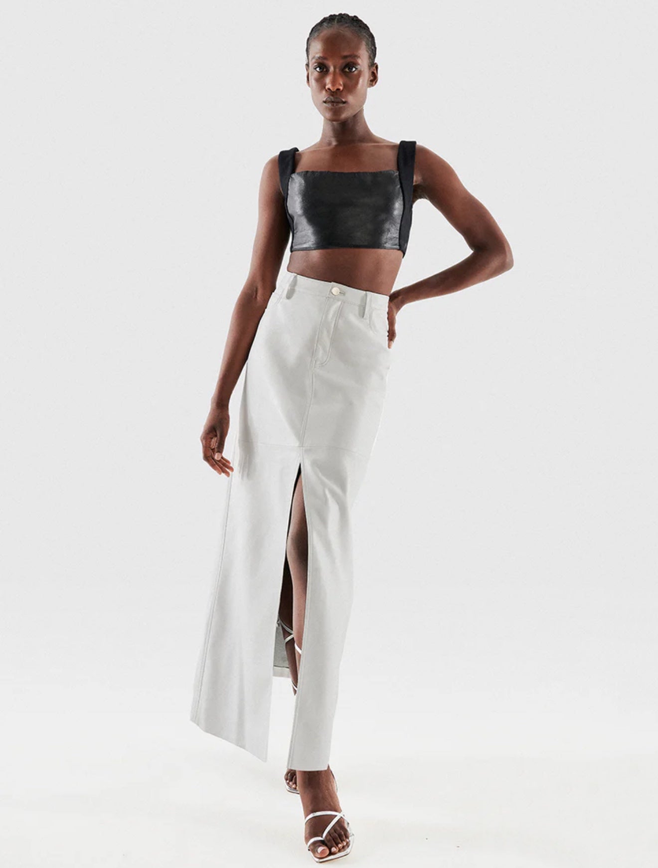 Imogen Recycled Leather Skirt White
