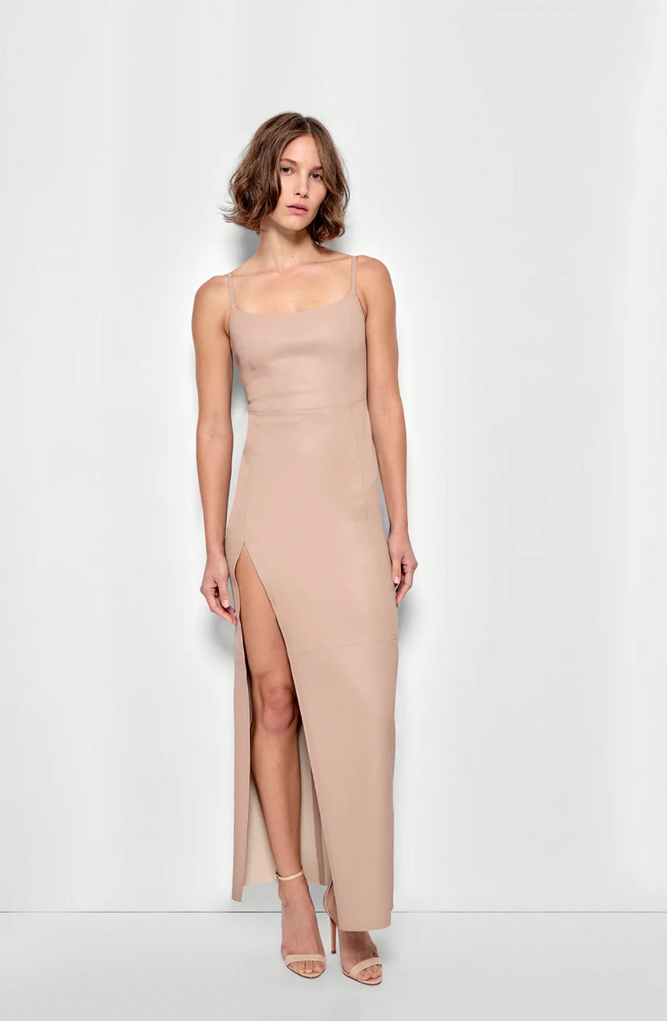 Aphrodite Stretch Leather Dress - Nude