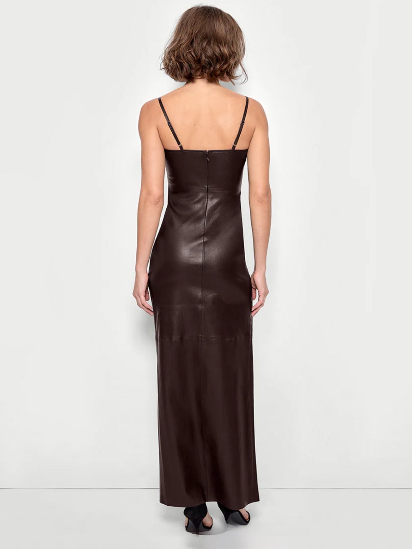 Aphrodite Stretch Leather Dress - Chocolate