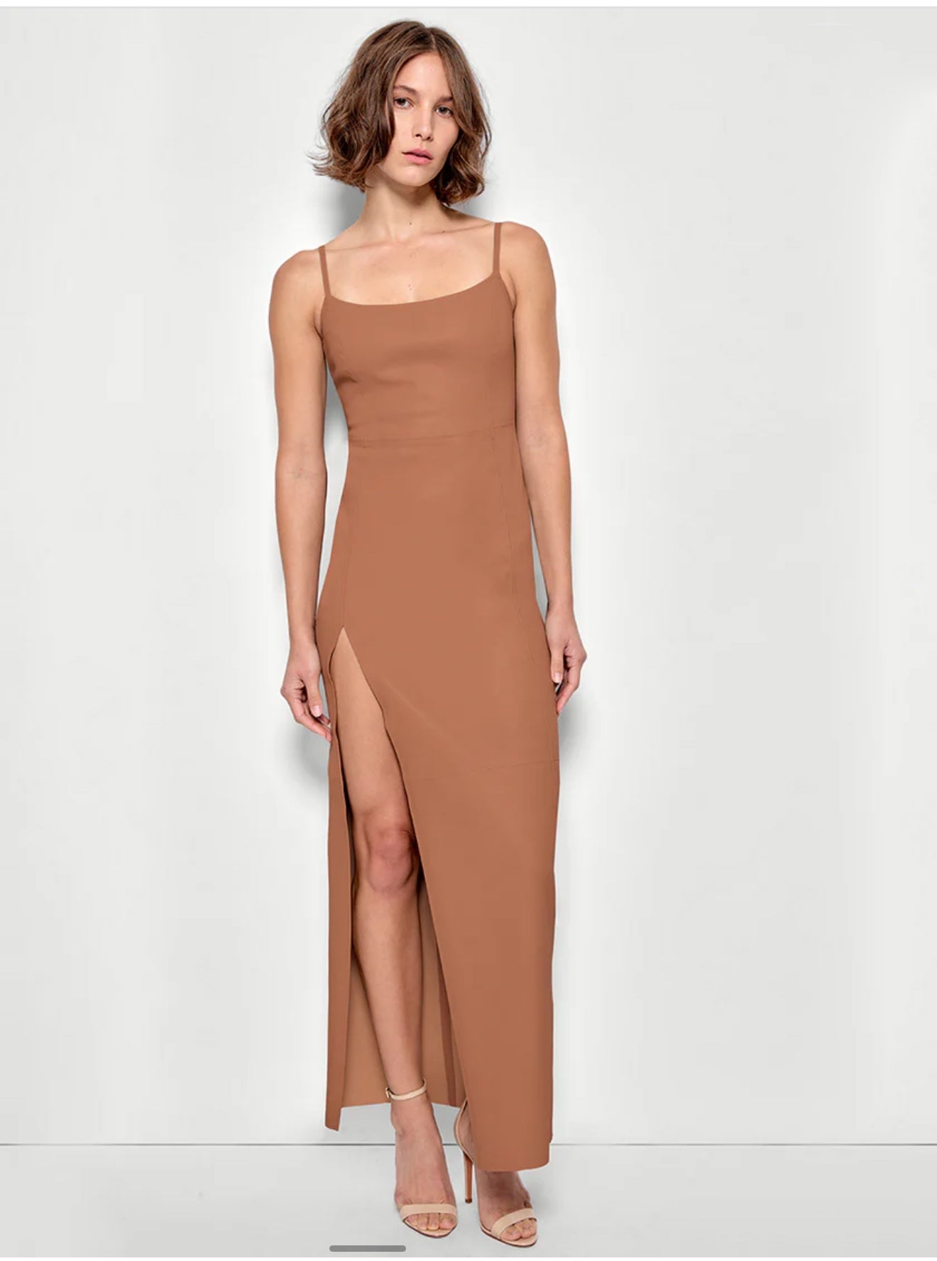 Aphrodite Stretch Leather Dress - Caramel