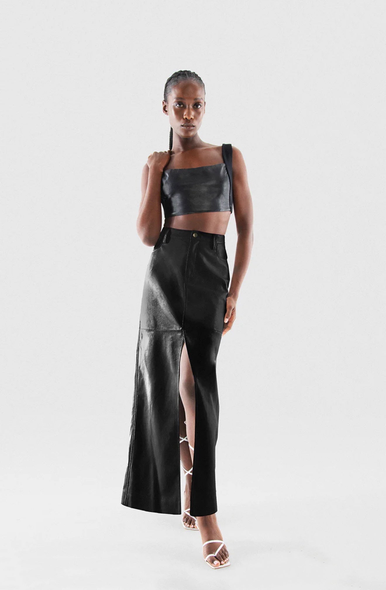 Imogen Recycled Leather Skirt Black