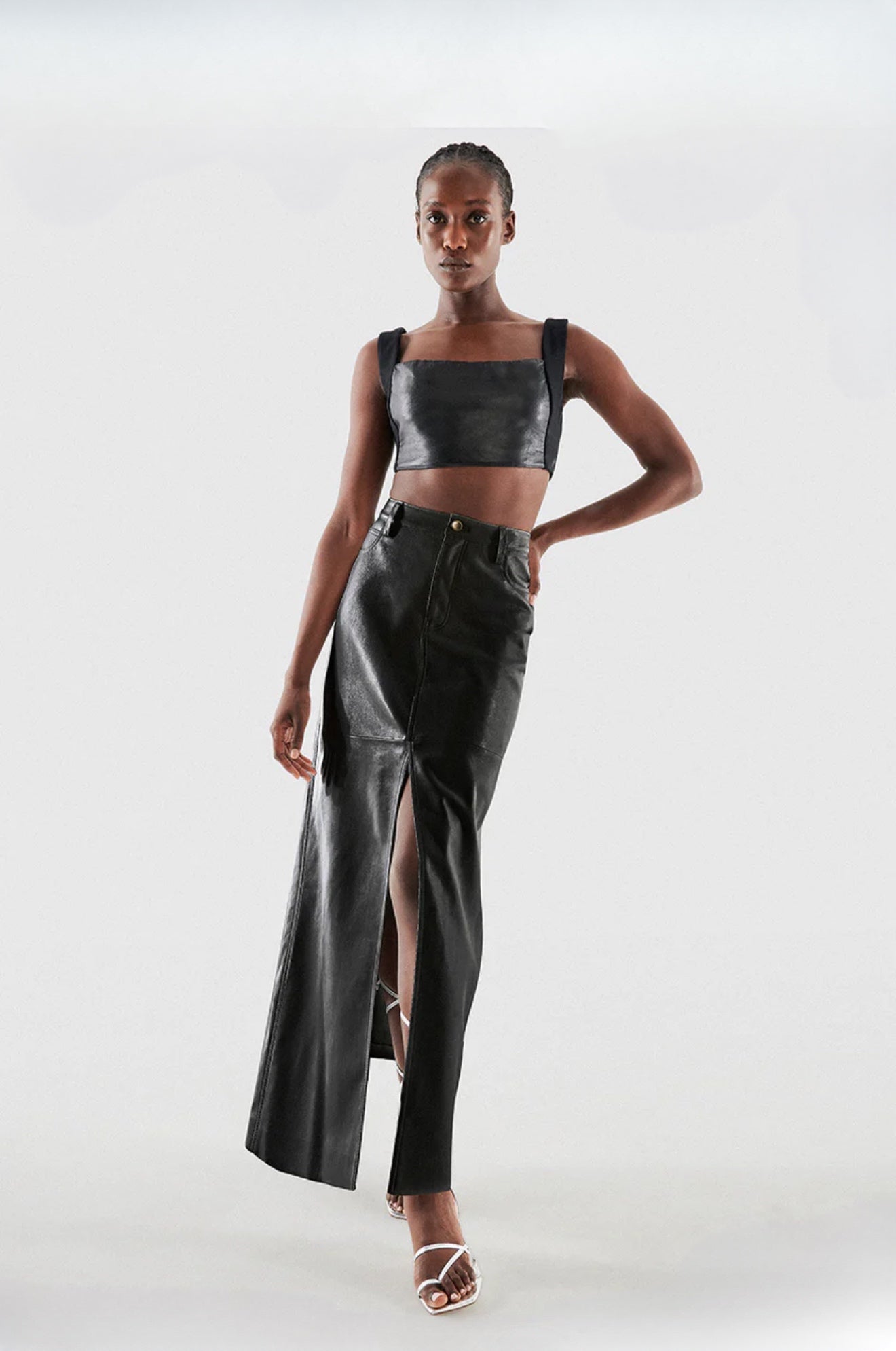 Imogen Recycled Leather Skirt Black