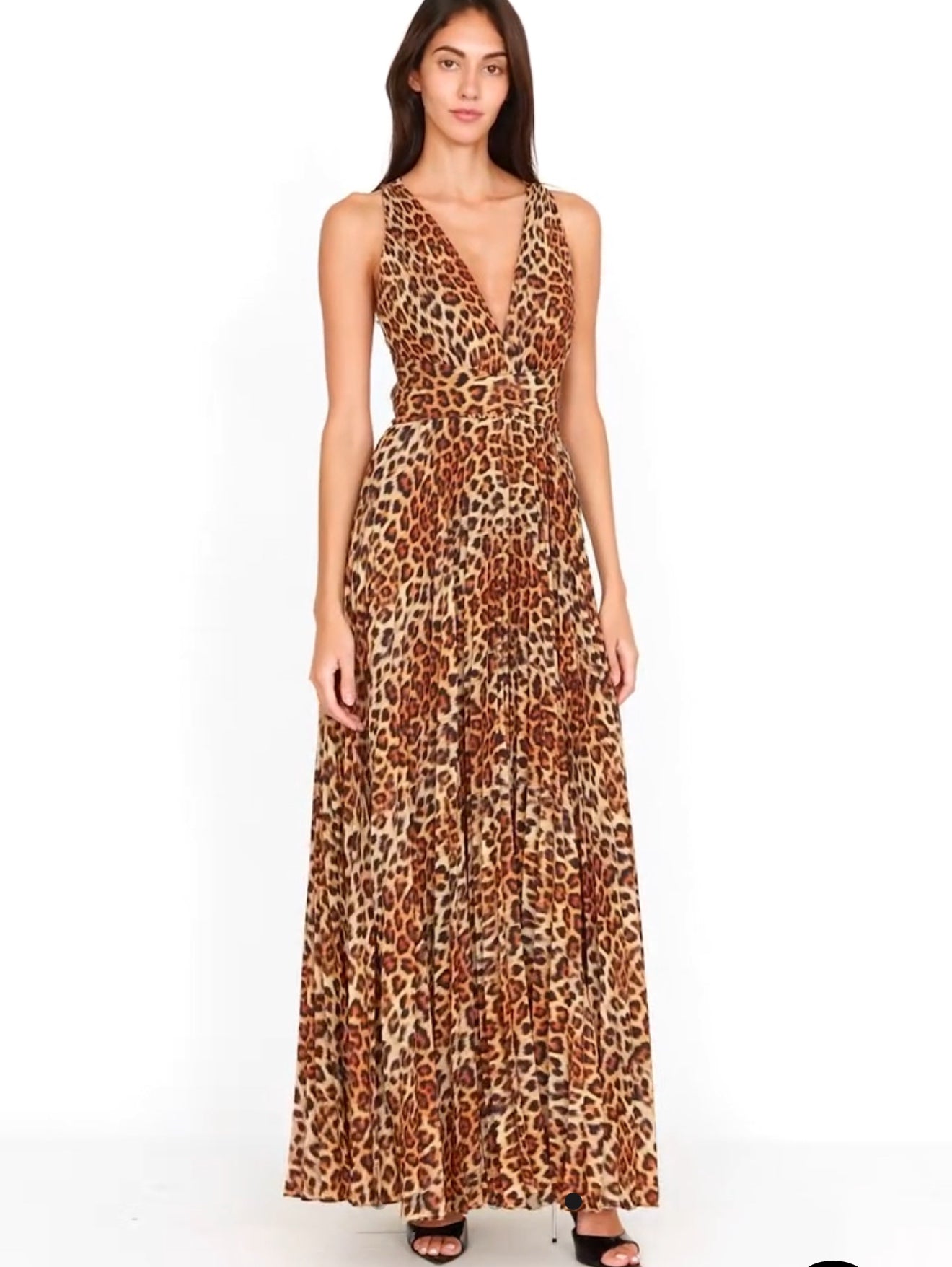 Oria Leopard Print Pleated Dress