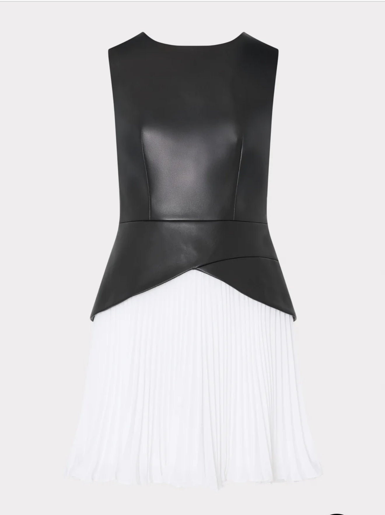 Haddy Leather Pleated Combo Mini Dress