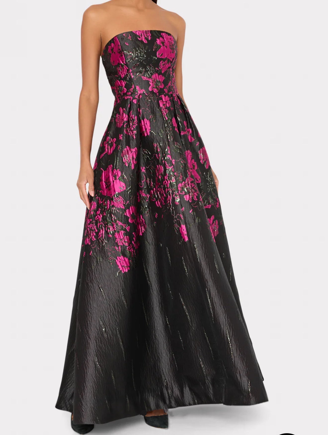 Winona Floral Jacquard Strapless Gown