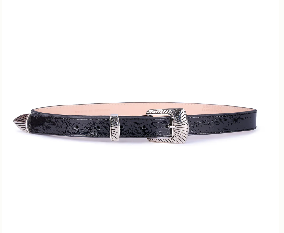 Skinny Western Patent Leather Belt