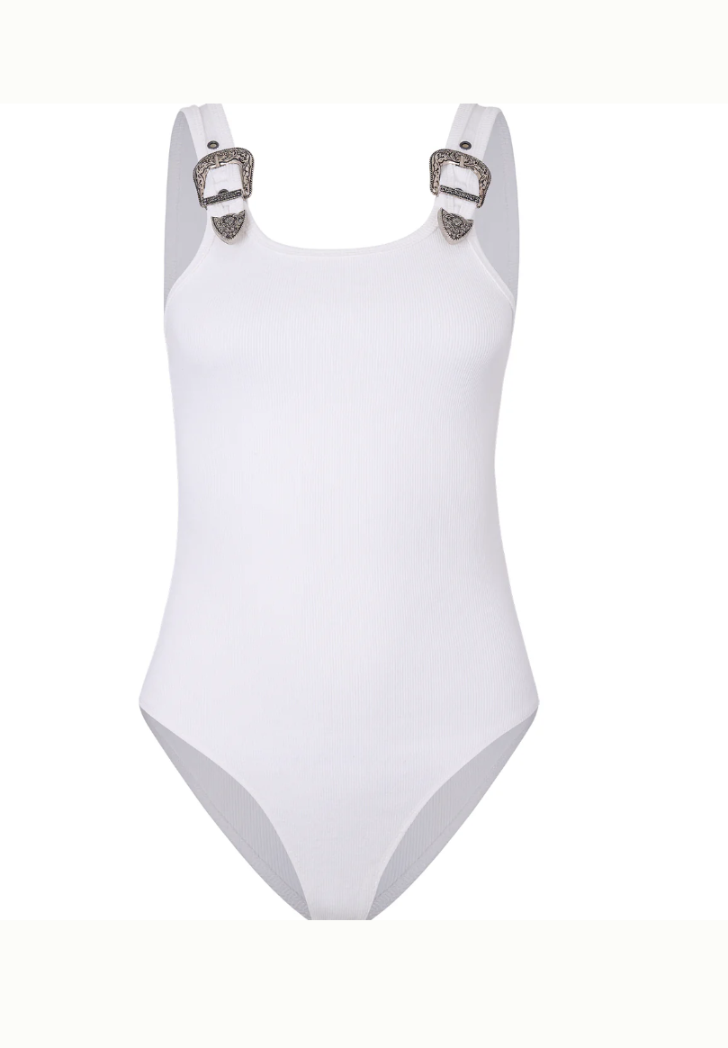 Western White Buckle Bodysuit
