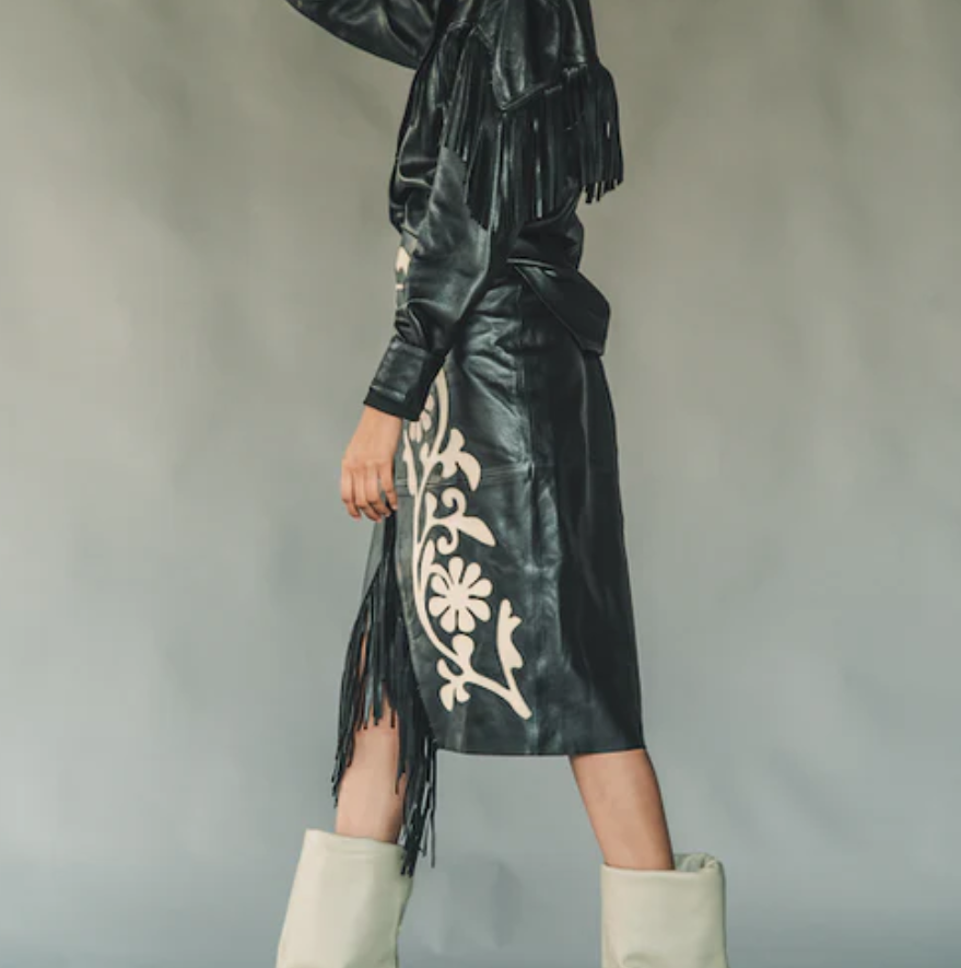 Black Fringe Leather Shirt