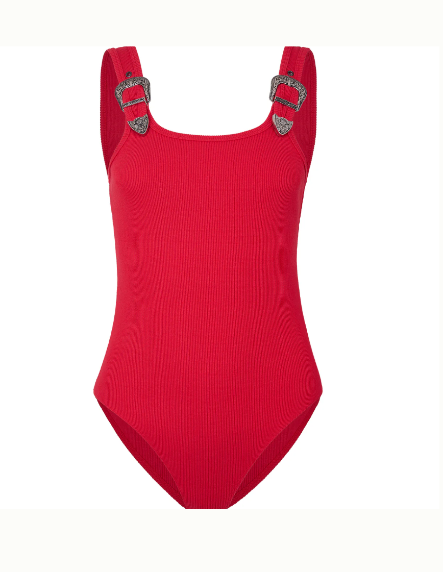 Western Red Buckle Bodysuit
