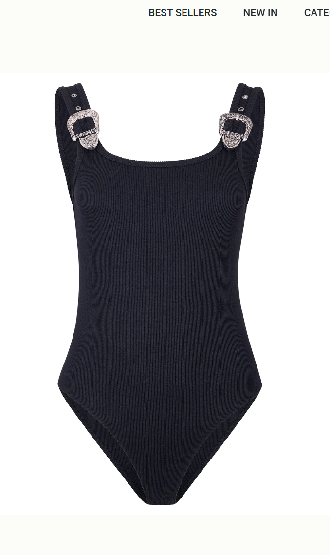 Western Black Buckle Bodysuit
