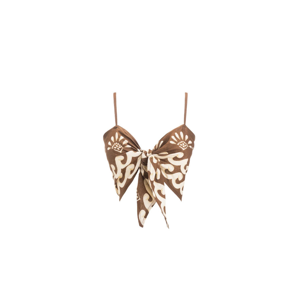 ISABEL BEACHWEAR
TOP LINO PALM BROWN- IVORY