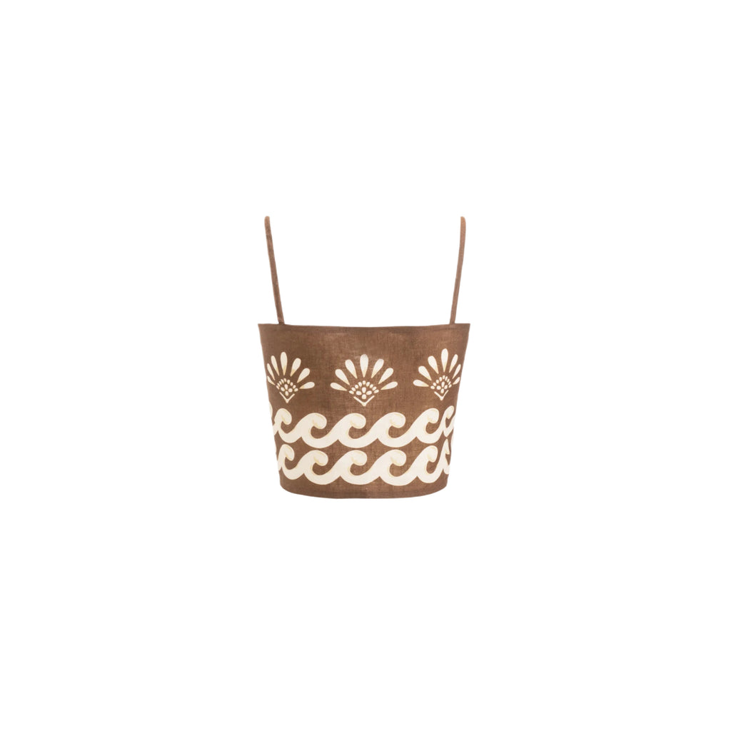 ISABEL BEACHWEAR
TOP LINO PALM BROWN- IVORY