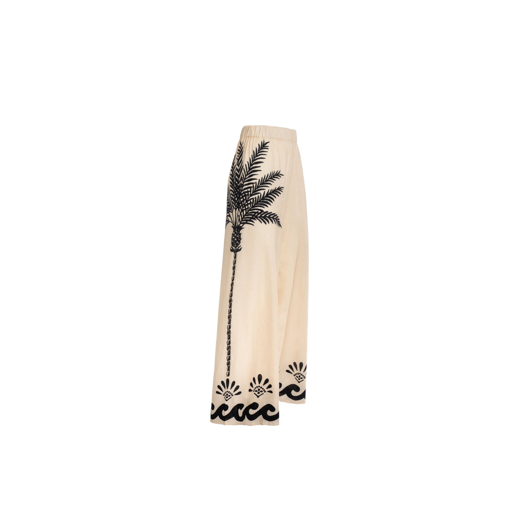 ISABEL BEACHWEAR
MAXI PANTS LINO PALM IVORY-BLACK