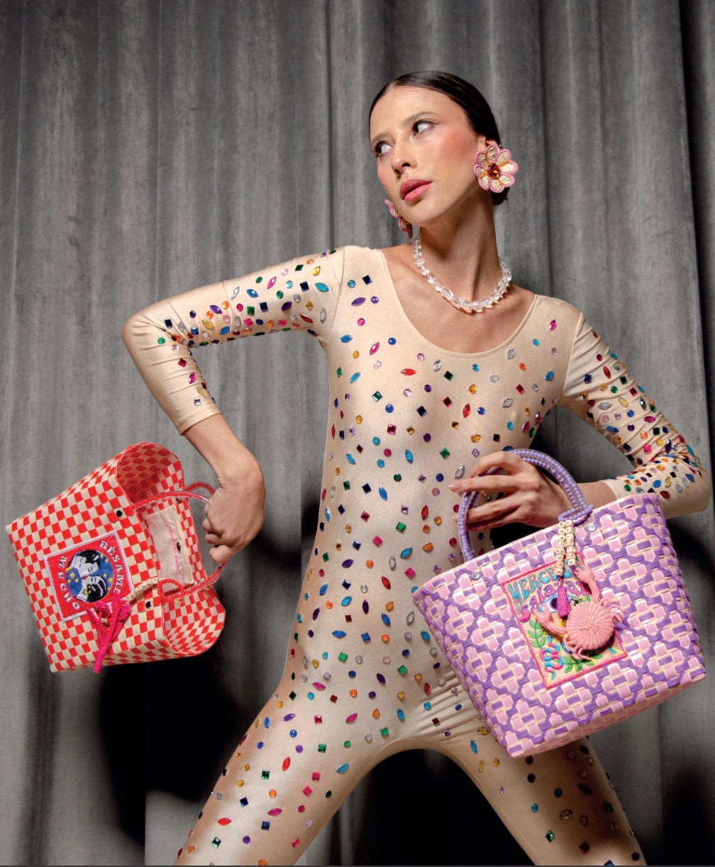 MERCEDES SALAZAR I See You Handbag Medium In Aqua