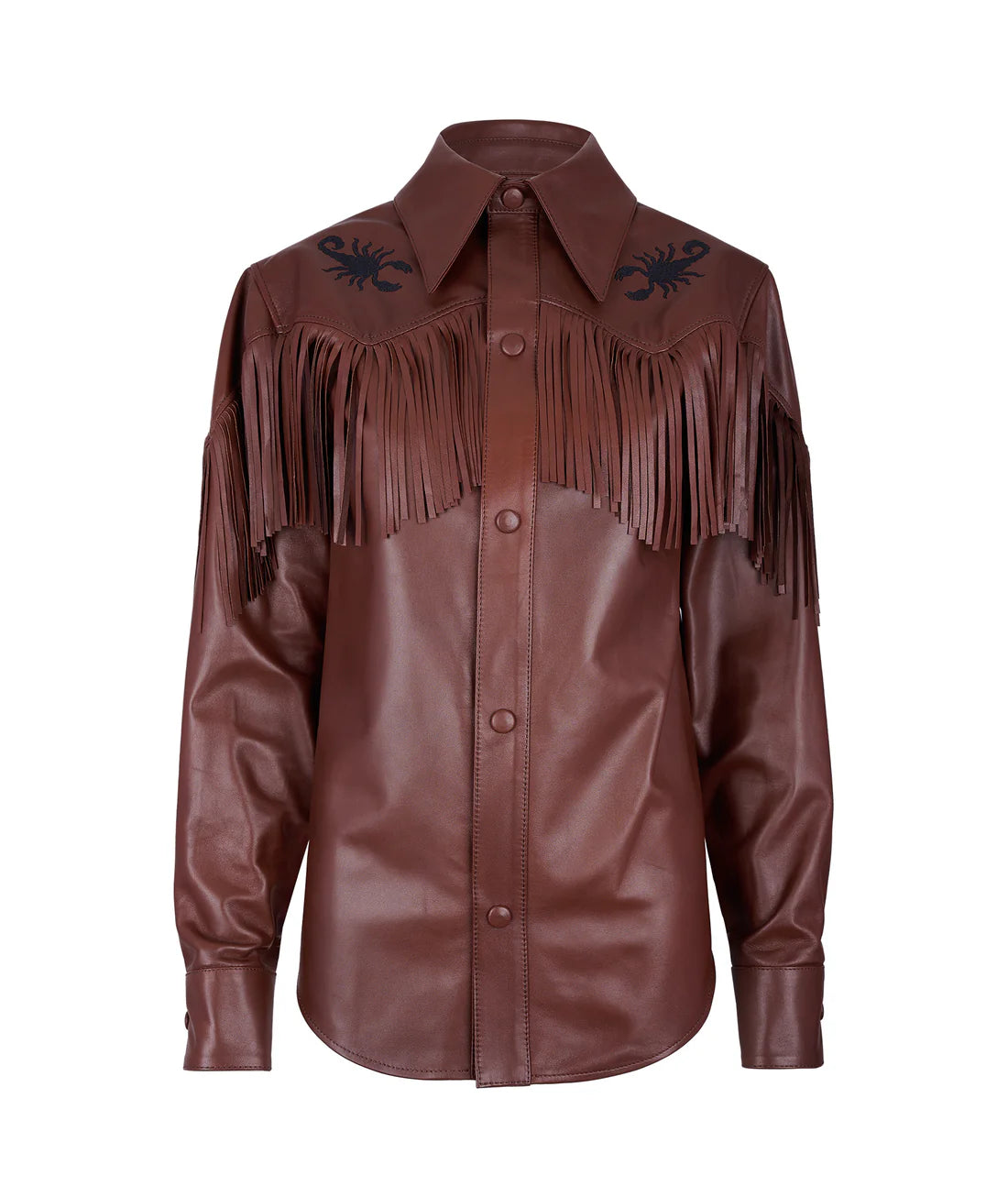 Alacran chocolate fringed shirt