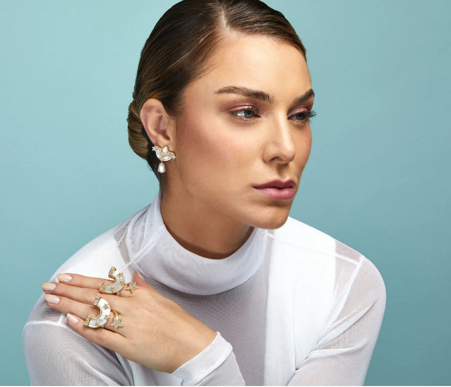 Larissa Earrings White Mop Gold