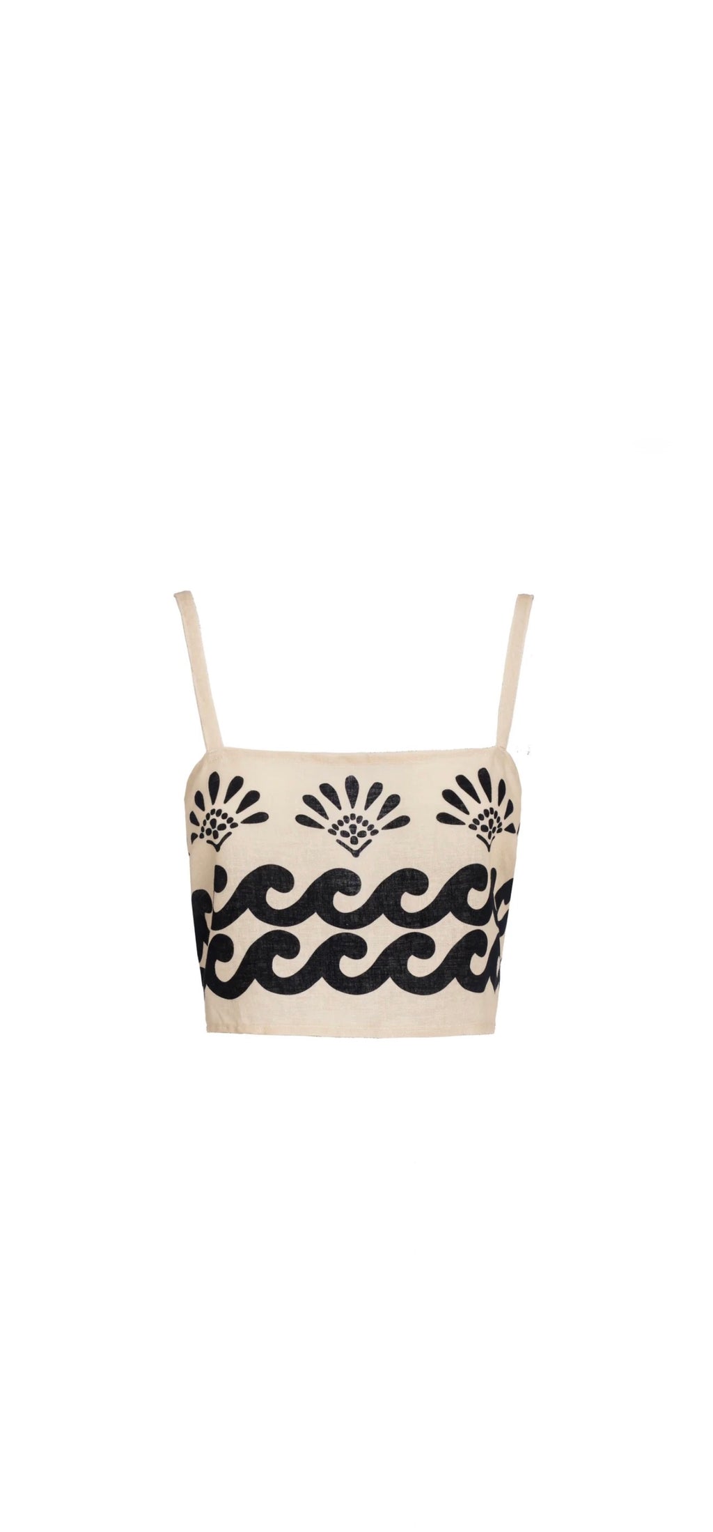 ISABEL BEACHWEAR
TOP LINO PALM IVORY- BLACK