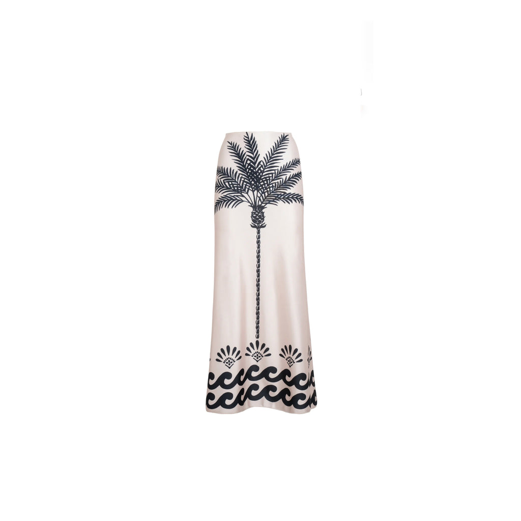 ISABEL BEACHWEAR
MIDI SKIRT MAXI PALM LYCRA IVORY-BLACK