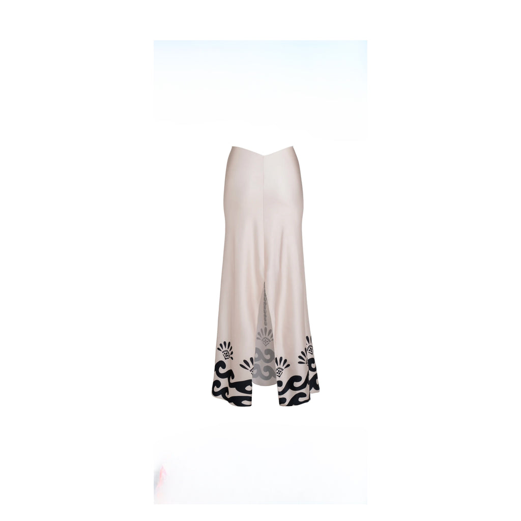 ISABEL BEACHWEAR
MIDI SKIRT MAXI PALM LYCRA IVORY-BLACK