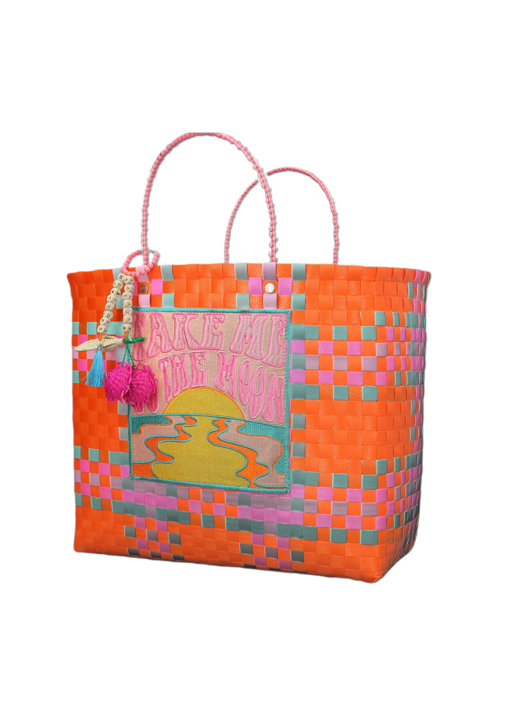 MERCEDES SALAZAR Take meto the Moon Handbag Medium Orange & Pink