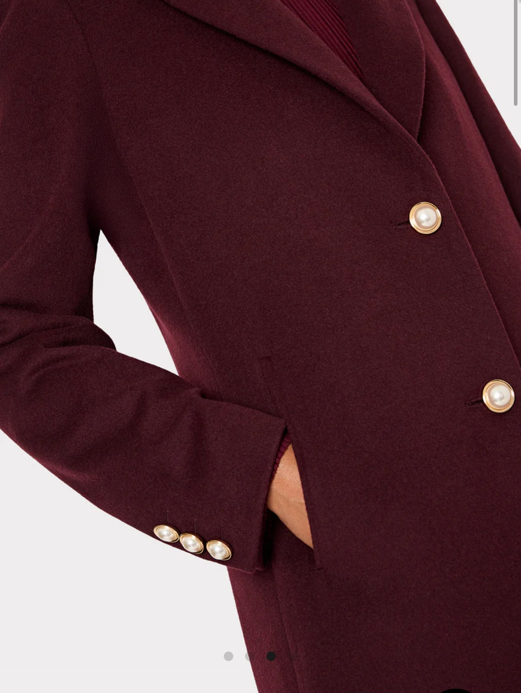 Single Breasted Wool Coat With Pearl Buttons