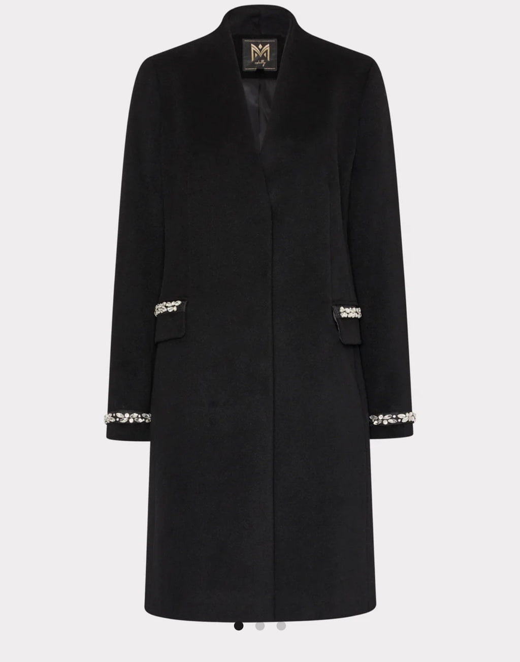 Embellished Trim Long Coat