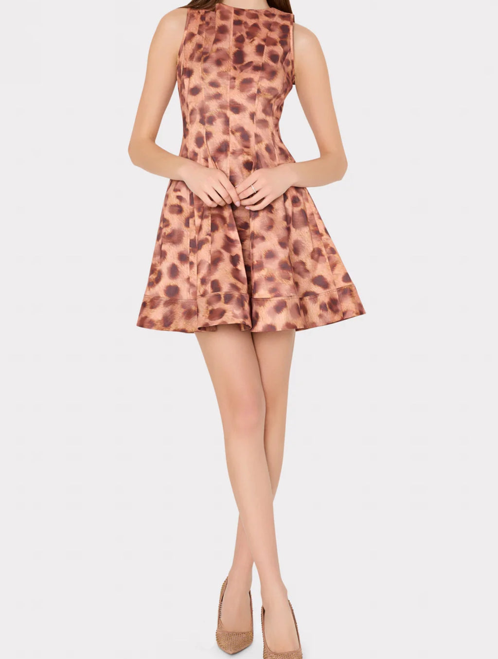 Poppy Leopard Print Taffeta Mini Dress