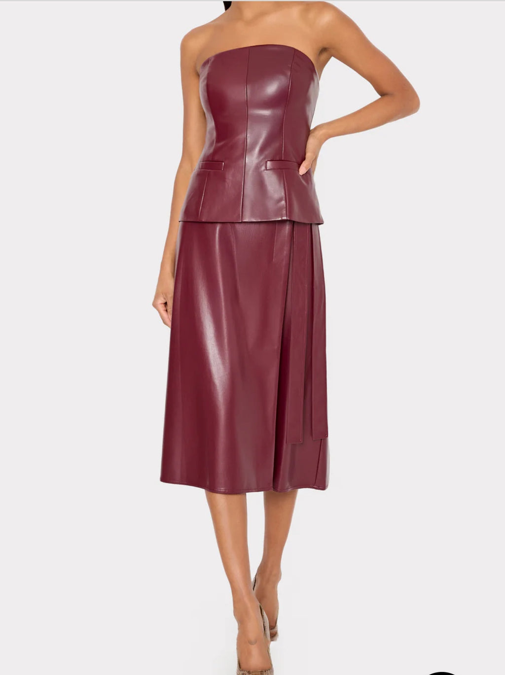 Vegan Leather Bow Maxi Skirt