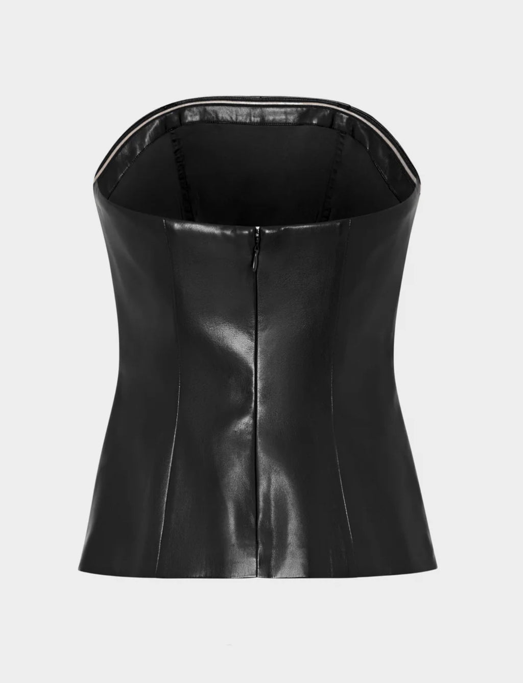 Vegan Leather Strapless Top Black