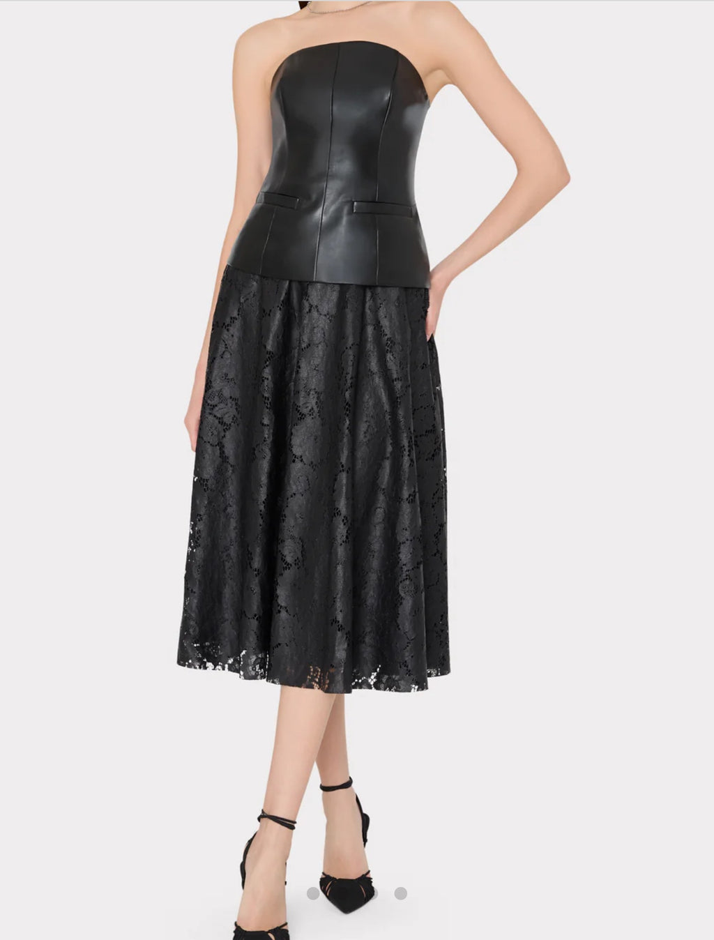 Vegan Leather Strapless Top Black