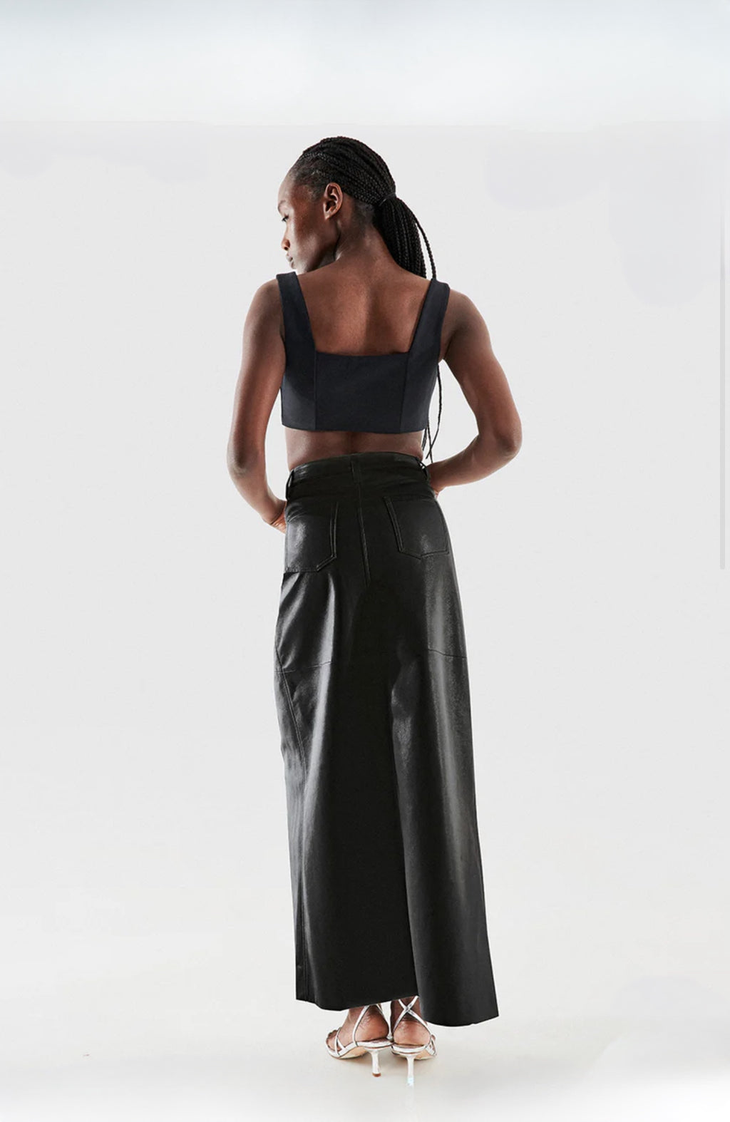 Imogen Recycled Leather Skirt Black