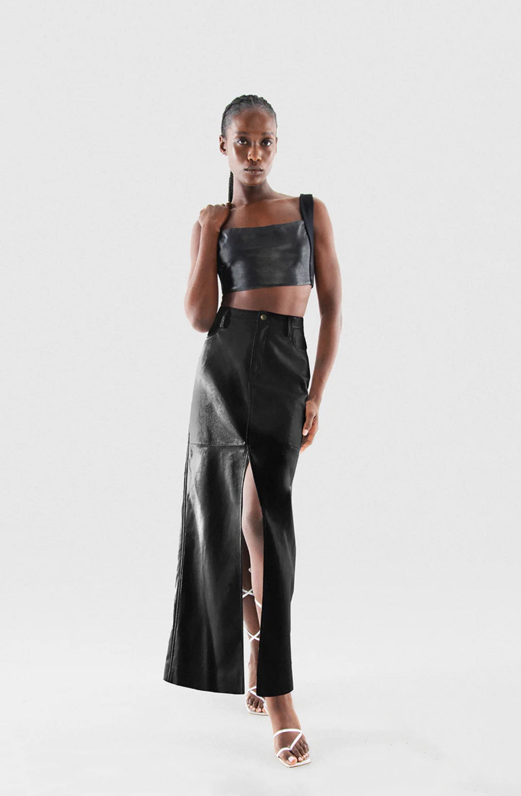 Imogen Recycled Leather Skirt Black