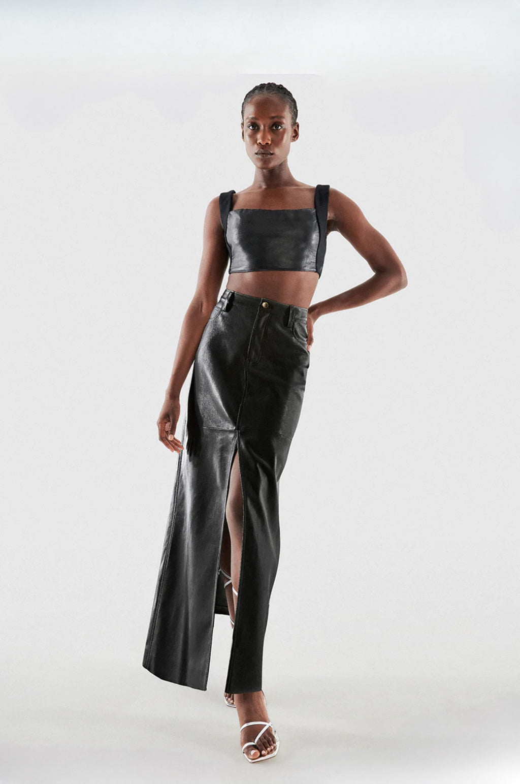 Imogen Recycled Leather Skirt Black