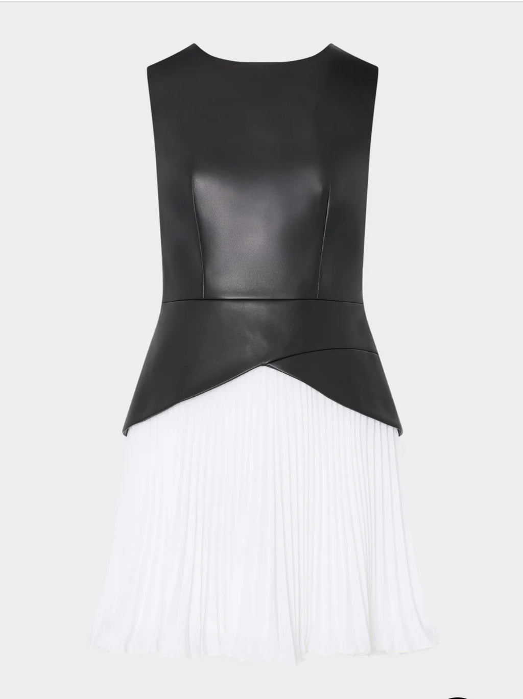 Haddy Leather Pleated Combo Mini Dress