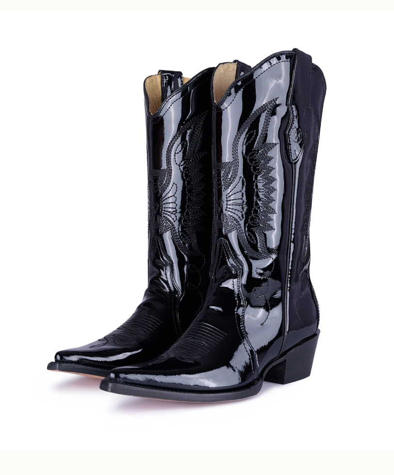 Jornada Boots Patent Black Leather